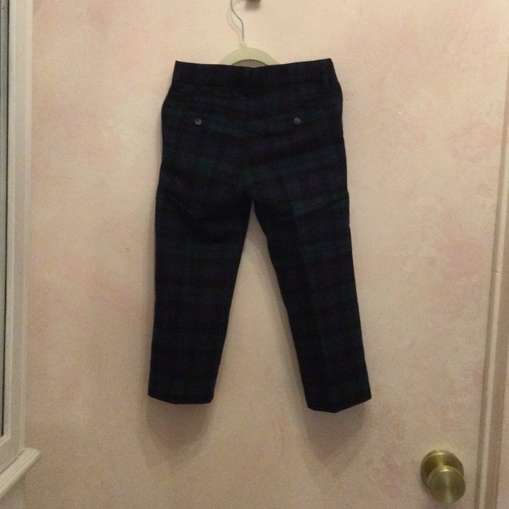 Kids Plaid Tapered Pants - Navy Green